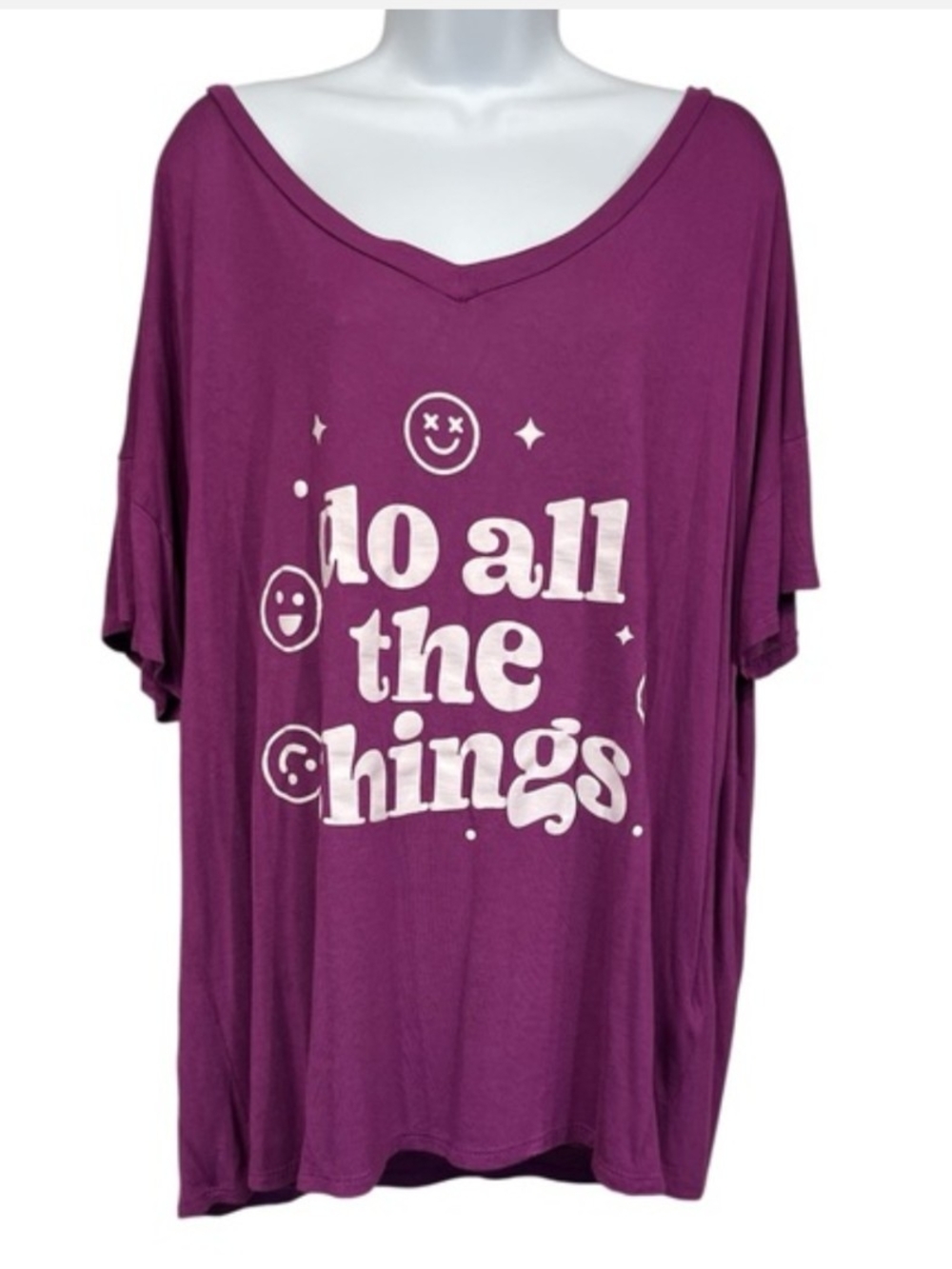 LuLaRoe Purple V-Neck Graphic Tee - Picture 3 of 6